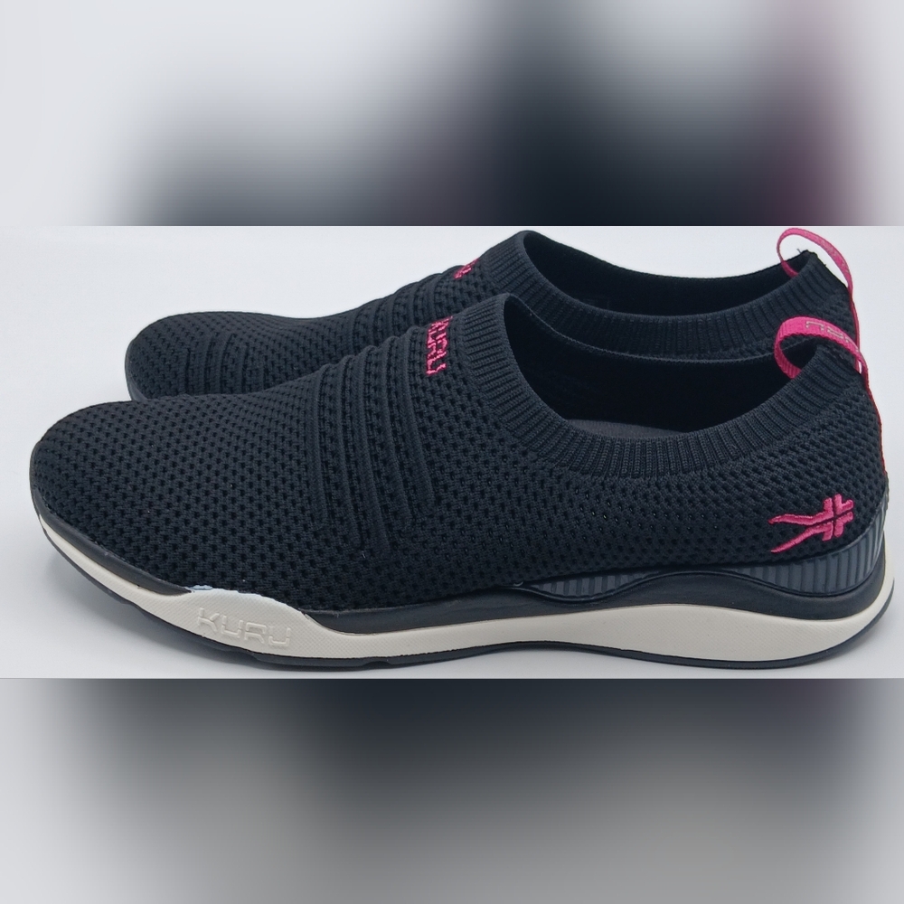 KURU Women's Black Sneakers with Pink Highlights. Size 9.
